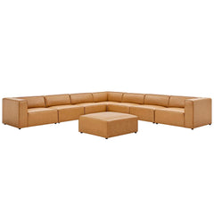 Mingle Tan 8-Piece Vegan Leather Sectional Sofa Set - Ornate Home