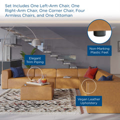 Mingle Tan 8-Piece Vegan Leather Sectional Sofa Set - Ornate Home