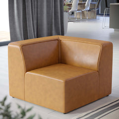 Mingle Tan Vegan Leather Corner Chair - Ornate Home