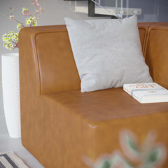 Mingle Tan Vegan Leather Corner Chair - Ornate Home