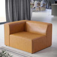 Mingle Tan Vegan Leather Left-Arm Chair - Ornate Home