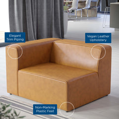 Mingle Tan Vegan Leather Left-Arm Chair - Ornate Home