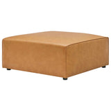 Mingle Tan Vegan Leather Ottoman - Ornate Home