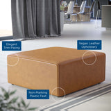 Mingle Tan Vegan Leather Ottoman - Ornate Home