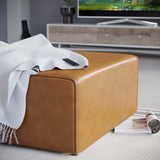Mingle Tan Vegan Leather Ottoman - Ornate Home