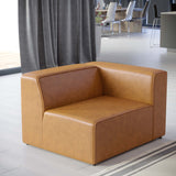 Mingle Tan Vegan Leather Right-Arm Chair - Ornate Home