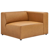 Mingle Tan Vegan Leather Right-Arm Chair - Ornate Home