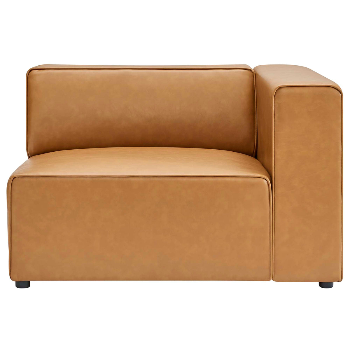Mingle Tan Vegan Leather Right-Arm Chair - Ornate Home