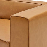 Mingle Tan Vegan Leather Right-Arm Chair - Ornate Home