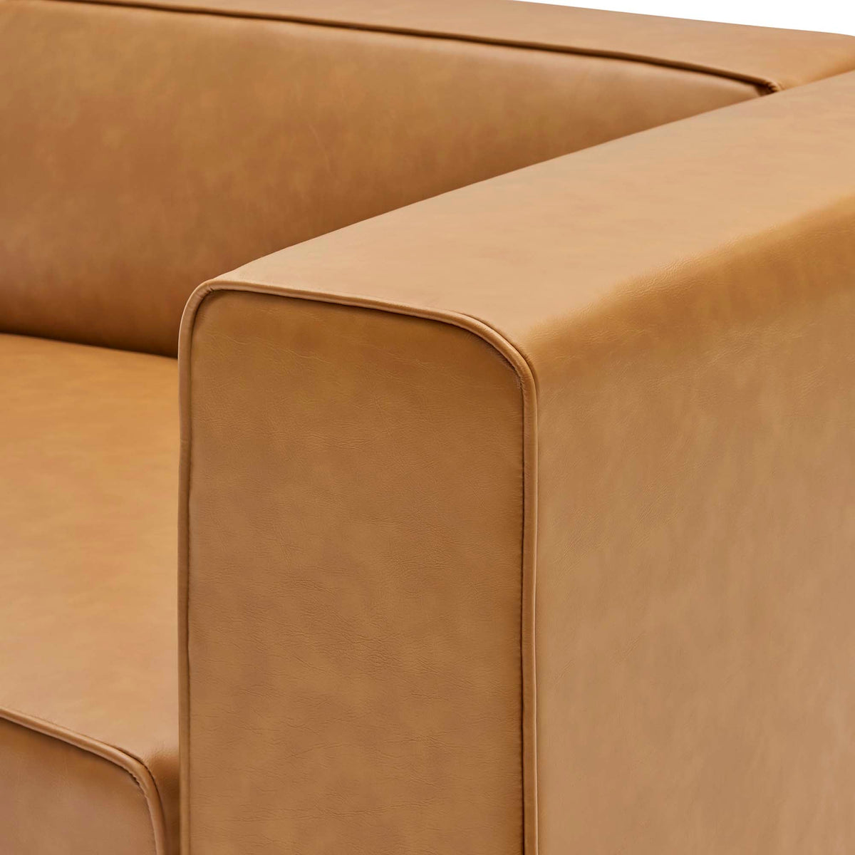 Mingle Tan Vegan Leather Right-Arm Chair - Ornate Home
