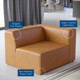 Mingle Tan Vegan Leather Right-Arm Chair - Ornate Home