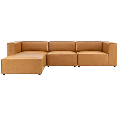 Mingle Tan Vegan Leather Sofa and Ottoman Set - Ornate Home