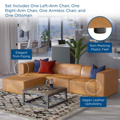 Mingle Tan Vegan Leather Sofa and Ottoman Set - Ornate Home