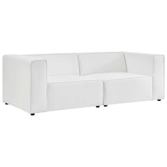 Mingle White 2-Piece Vegan Leather Sectional Sofa Loveseat - Ornate Home