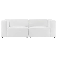 Mingle White 2-Piece Vegan Leather Sectional Sofa Loveseat - Ornate Home