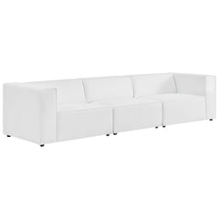 Mingle White 3-Piece Vegan Leather Sectional Sofa - Ornate Home