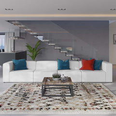 Mingle White 4-Piece Vegan Leather Sectional Sofa - Ornate Home