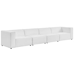 Mingle White 4-Piece Vegan Leather Sectional Sofa - Ornate Home