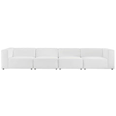 Mingle White 4-Piece Vegan Leather Sectional Sofa - Ornate Home