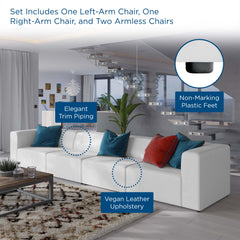 Mingle White 4-Piece Vegan Leather Sectional Sofa - Ornate Home