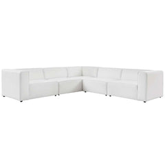 Mingle White 5-Piece Vegan Leather Sectional Sofa - Ornate Home