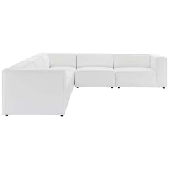 Mingle White 5-Piece Vegan Leather Sectional Sofa - Ornate Home