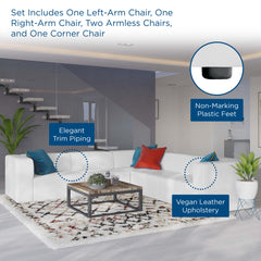 Mingle White 5-Piece Vegan Leather Sectional Sofa - Ornate Home