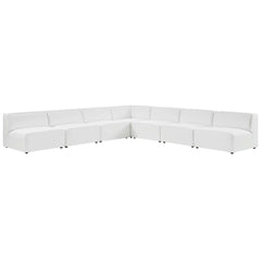 Mingle White 7-Piece Vegan Leather Sectional Sofa - 140.5x140.5" - Ornate Home