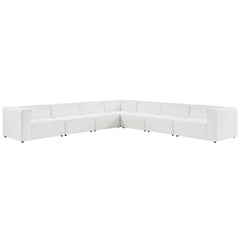 Mingle White 7-Piece Vegan Leather Sectional Sofa - 148x148" - Ornate Home