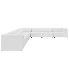 Mingle White 7-Piece Vegan Leather Sectional Sofa - 148x148" - Ornate Home
