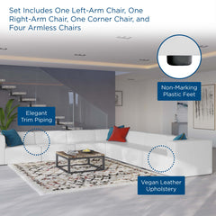 Mingle White 7-Piece Vegan Leather Sectional Sofa - 148x148" - Ornate Home