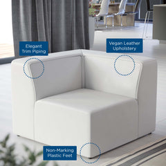 Mingle White Vegan Leather Corner Chair - Ornate Home