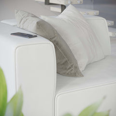 Mingle White Vegan Leather Left-Arm Chair - Ornate Home