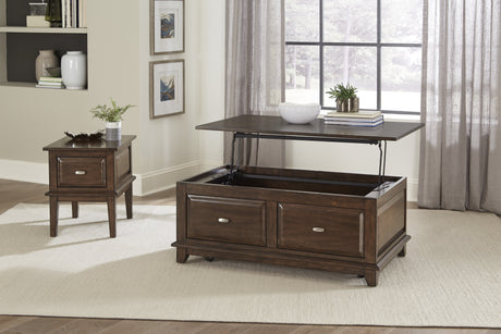 Minot Brown Cherry Lift Top Cocktail Table - Ornate Home