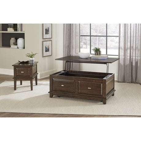 Minot Brown Cherry Lift Top Cocktail Table - Ornate Home