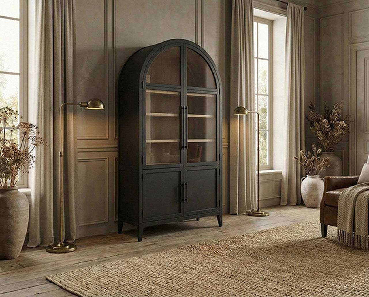 Minster Black Arched Cabinet - Ornate Home