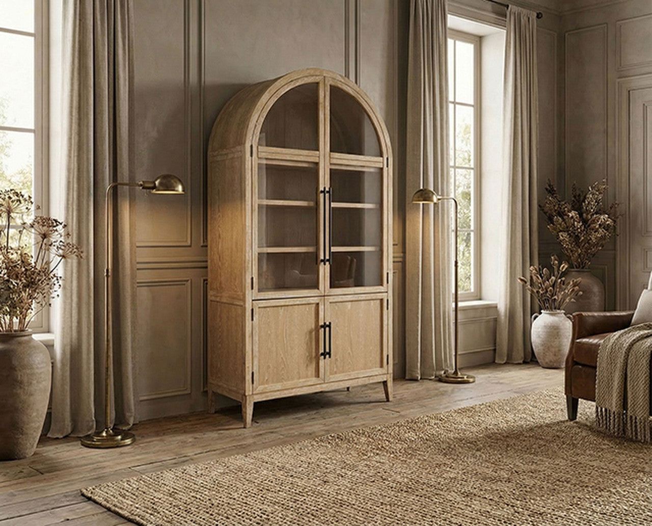 Minster Natural Arched Cabinet - Ornate Home