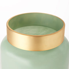 Minty Green/Matte Gold 9.6"H Glass Vase Metal Neck Cuff - Ornate Home
