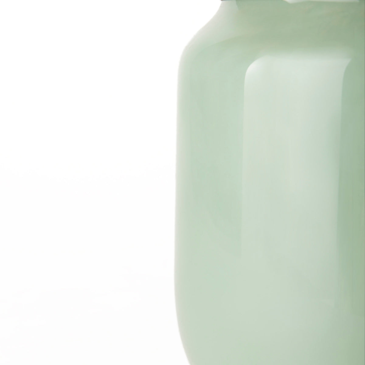 Minty Medium Green/Matte Gold Glass Vase Metal Neck Cuff - Ornate Home