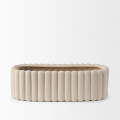 Mira Blush/Beige Wide Textured Fluted Ceramic Vase - Ornate Home