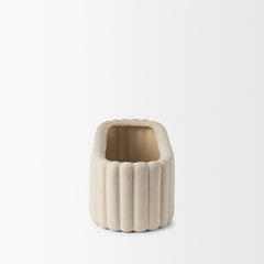 Mira Blush/Beige Wide Textured Fluted Ceramic Vase - Ornate Home