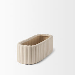 Mira Blush/Beige Wide Textured Fluted Ceramic Vase - Ornate Home