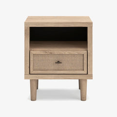Mira Light Oak Queen Bed Frame and 2 Smart Nightstands - Ornate Home