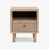 Mira Light Oak Queen Bed Frame and 2 Smart Nightstands - Ornate Home