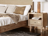 Mira Light Oak Queen Bed Frame and 2 Smart Nightstands - Ornate Home