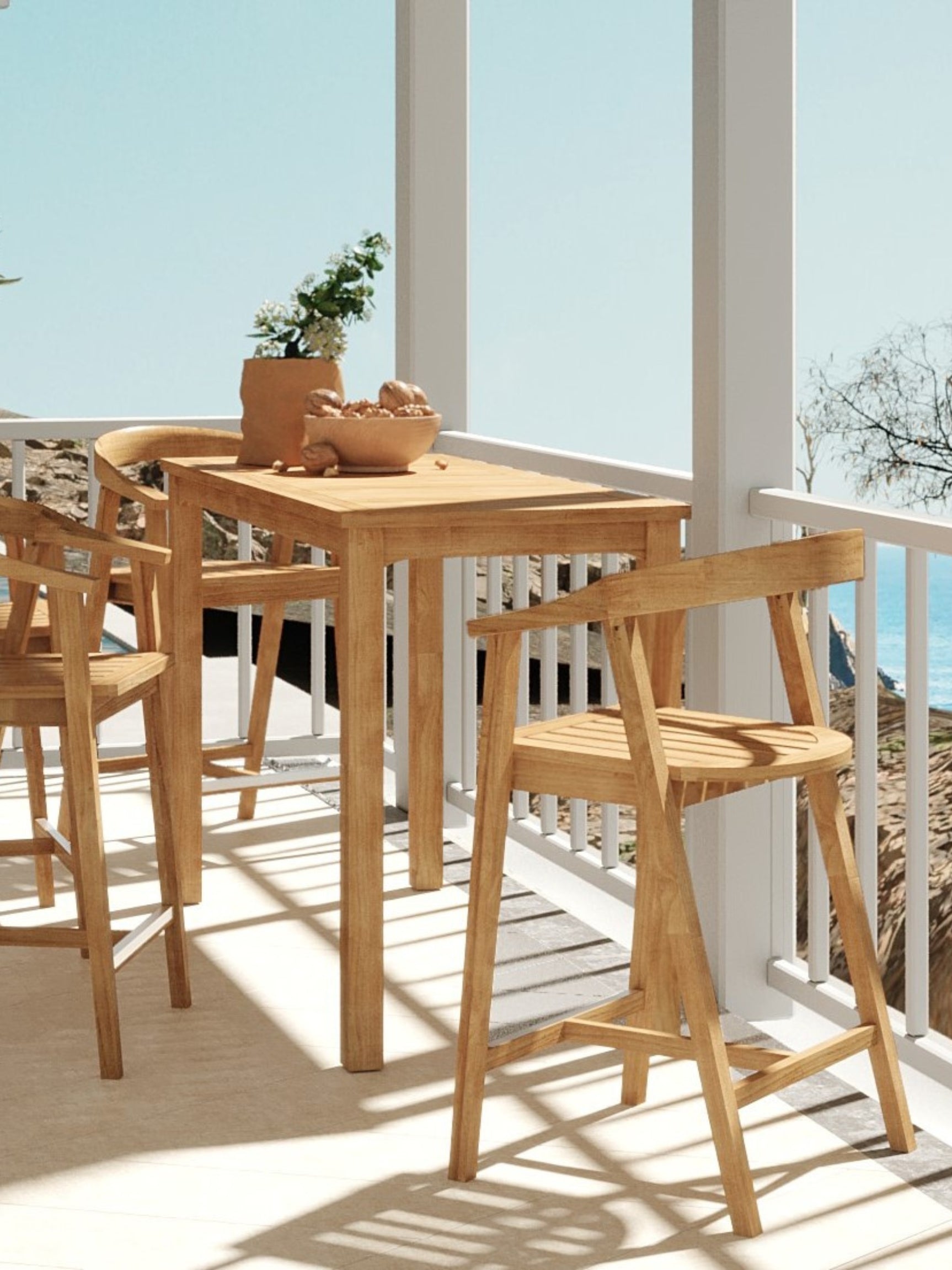 Mirador Rectangular Teak Outdoor Counter Height Table - Ornate Home