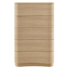 Mirae Brush Light Oak 5-Drawer Curved Dresser Chest of Drawers - Ornate Home