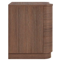 Mirae Brushed Brown Oak 2-Drawer Curved Nightstand - Ornate Home