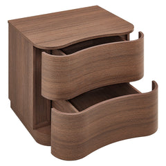 Mirae Brushed Brown Oak 2-Drawer Curved Nightstand - Ornate Home