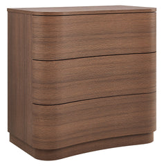 Mirae Brushed Brown Oak 3-Drawer Curved Compact Dresser - Ornate Home